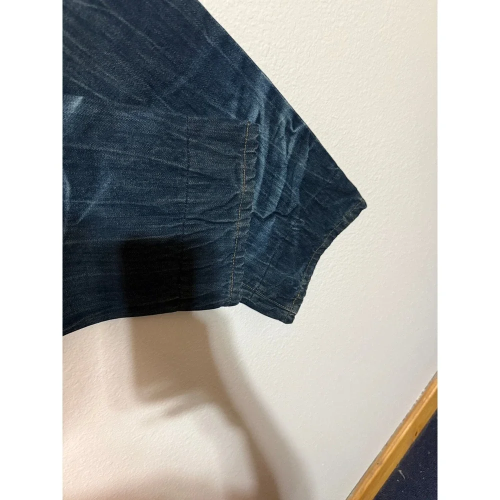 Daijia Jeans Co Mens 34 Dark Wash Whiskered Straight Leg Plaid Lined Denim Pants